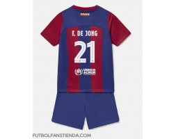 Barcelona Frenkie de Jong #21 Primera Equipación Niños 2023-24 Manga Corta (+ Pantalones cortos)